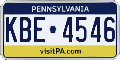 PA license plate KBE4546