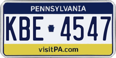 PA license plate KBE4547