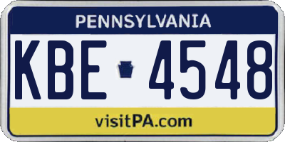 PA license plate KBE4548