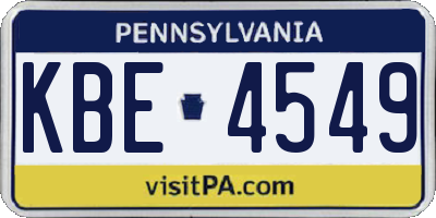 PA license plate KBE4549