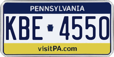 PA license plate KBE4550