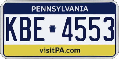 PA license plate KBE4553