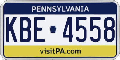 PA license plate KBE4558