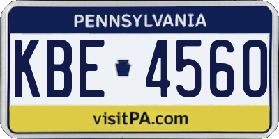 PA license plate KBE4560