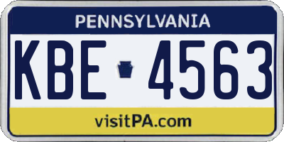 PA license plate KBE4563