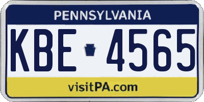 PA license plate KBE4565