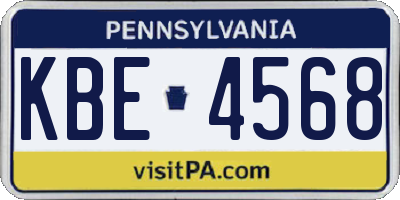 PA license plate KBE4568