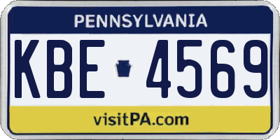 PA license plate KBE4569