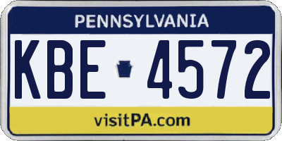 PA license plate KBE4572