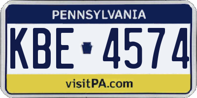 PA license plate KBE4574