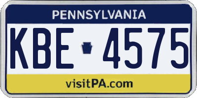 PA license plate KBE4575
