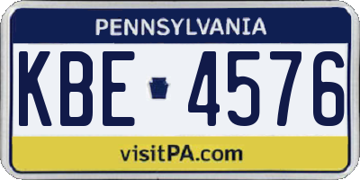 PA license plate KBE4576