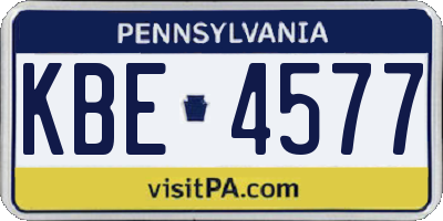 PA license plate KBE4577