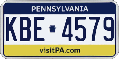 PA license plate KBE4579