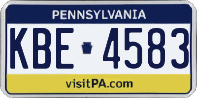 PA license plate KBE4583