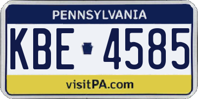 PA license plate KBE4585