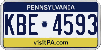 PA license plate KBE4593