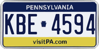 PA license plate KBE4594