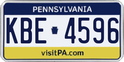 PA license plate KBE4596