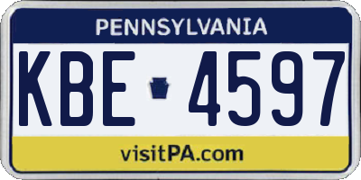 PA license plate KBE4597