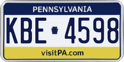 PA license plate KBE4598