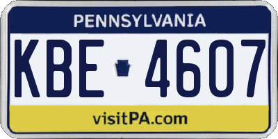 PA license plate KBE4607
