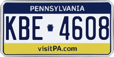 PA license plate KBE4608