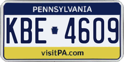 PA license plate KBE4609
