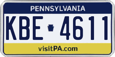 PA license plate KBE4611