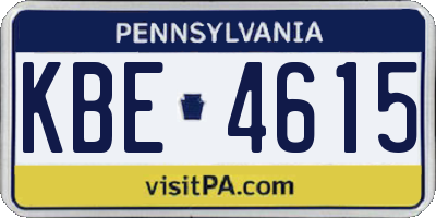 PA license plate KBE4615