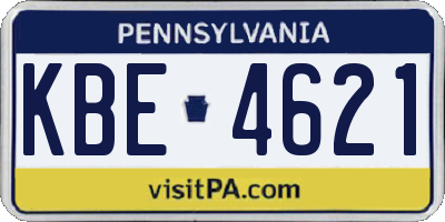 PA license plate KBE4621