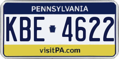 PA license plate KBE4622