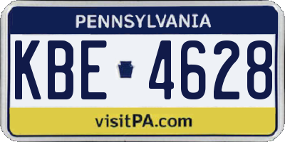 PA license plate KBE4628