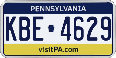 PA license plate KBE4629