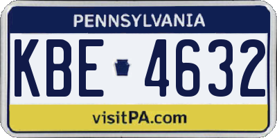 PA license plate KBE4632