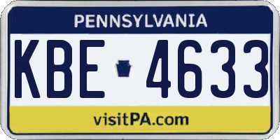 PA license plate KBE4633