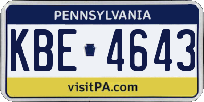 PA license plate KBE4643