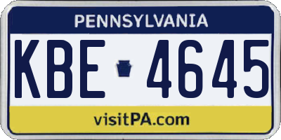PA license plate KBE4645