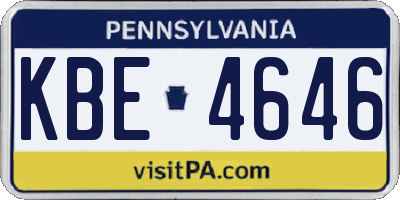 PA license plate KBE4646