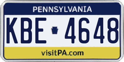 PA license plate KBE4648