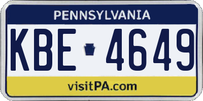 PA license plate KBE4649
