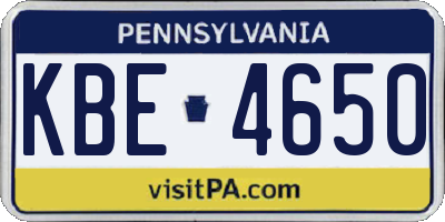 PA license plate KBE4650