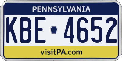 PA license plate KBE4652