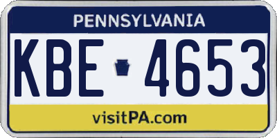 PA license plate KBE4653
