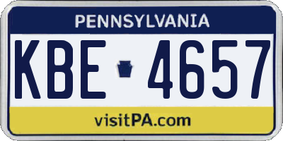 PA license plate KBE4657