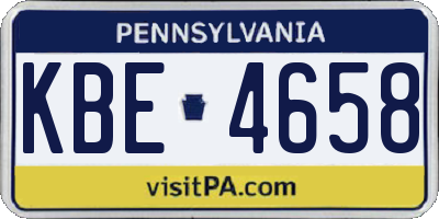 PA license plate KBE4658