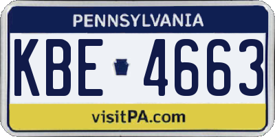 PA license plate KBE4663
