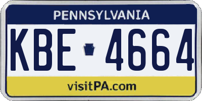 PA license plate KBE4664