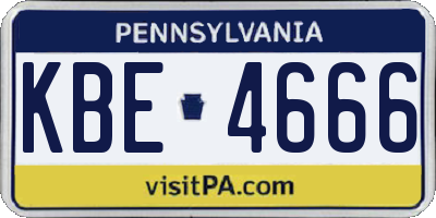 PA license plate KBE4666