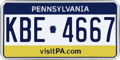 PA license plate KBE4667